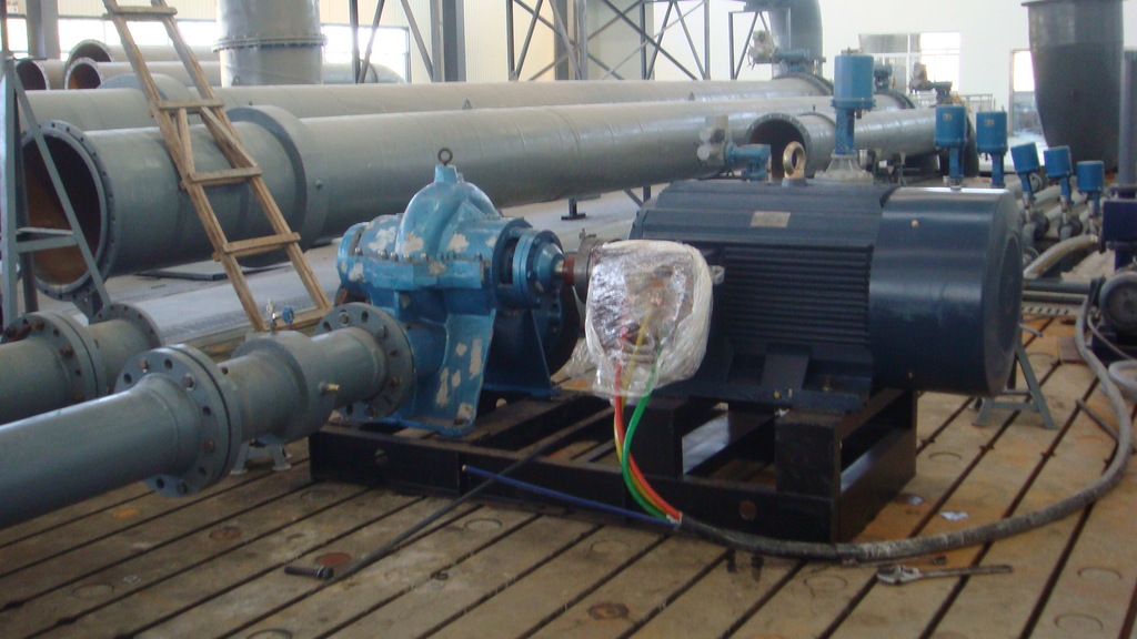 当转子驱动叶轮进行抽水作业时